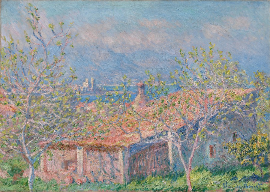 克勞德·莫內的《安提布的園丁小屋》，創作於1888年，油畫作品。下載這幅藝術作品作為桌機、平板或手機的高解析度桌布。