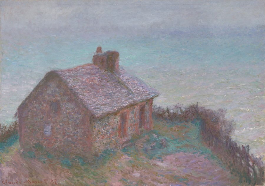 克勞德·莫內的《瓦朗日維爾的海關小屋》，創作於1897年，油畫布面作品。下載這幅藝術作品作為桌面、平板或手機的高解析度桌布。