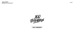 白色背景上的黑色風格化 100 Thieves 標誌 — 極簡美學桌面 壁紙