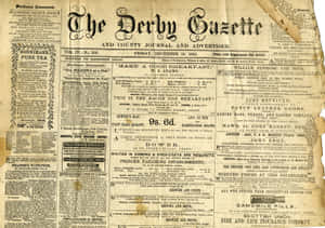 歷史性的1893年Derby Gazette報紙，帶有復古廣告和華麗字體。 — Old Paper 壁紙