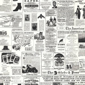1920年代復古報紙拼貼畫，包含關於林德伯格飛行和選舉權的廣告和頭條新聞。 — Old Paper 壁紙