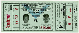 1963年復古拳擊冠軍賽門票，Sonny Liston對戰Floyd Patterson。 — 復古 壁紙