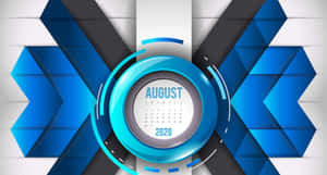 2020年8月的未來感藍黑幾何日曆。 — 八月 壁紙