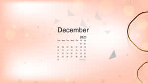 2023年12月月曆，柔和蜜桃色背景上帶有幾何形狀。 — Pro Display XDR 壁紙