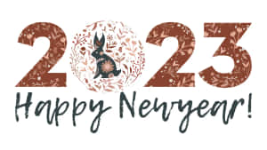2023年新年快樂，花卉兔子設計 — 2 壁紙