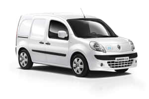 白色電動客貨車，前格柵上有 'Kangoo Z.E.' 徽章。 — 雷諾 壁紙