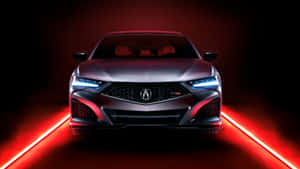 Acura跑車帶有發光的藍色車頭燈和紅色底盤燈。 — Acura 壁紙