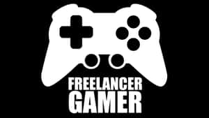 白色遊戲控制器標誌，黑色背景上寫有文字 freelancer gamer — 酷炫遊戲 壁紙