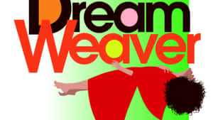 一個穿紅色衣服的人躺在粗體復古字體 'Dream Weaver' 下方。 — 夢核 壁紙
