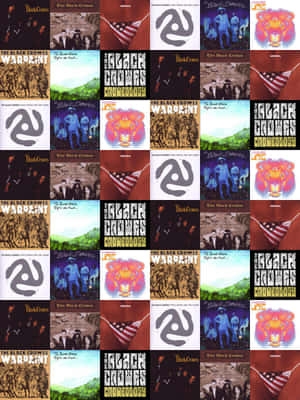 各種顏色和設計的 The Black Crowes 專輯封面網格。 — 3:4 壁紙