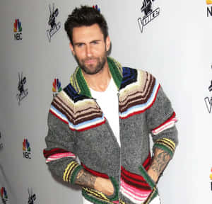 Adam Levine 在The Voice活動中穿著色彩繽紛的針織外套。 — 低飽和 壁紙