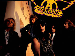 Aerosmith 樂團照片，帶有標誌，溫暖燈光 — 黑暗音速小子 壁紙