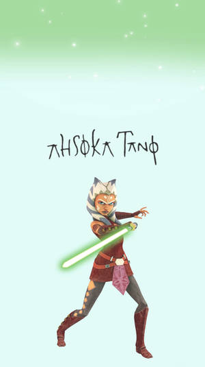 Ahsoka Tano 在星空漸變背景中揮舞綠色光劍。 — 混沌武士 壁紙