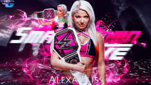 WWE摔角手Alexa Bliss手持帶有粉紅能量效果的冠軍腰帶。 — WWE GIF 壁紙