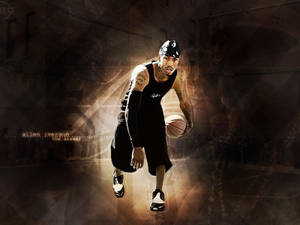Allen Iverson 在戲劇性燈光下運球。 — 喬許·艾倫 壁紙