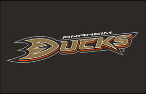 Anaheim Ducks 冰球隊標誌以金橙色和黑色在深色背景上 — 安納海姆鴨隊 壁紙