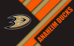 Anaheim Ducks 標誌，在黑色背景上帶有橙色和金色的對角線條紋。 — 安納海姆鴨隊 壁紙