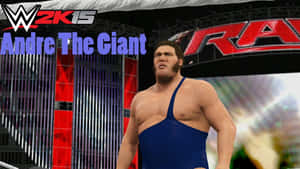 WWE摔角手Andre The Giant身穿藍色緊身衣，在電子遊戲場館內。 — 摔角 壁紙