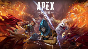 Apex Legends 角色在熾熱的戰鬥場景中戰鬥。 — iMac 壁紙