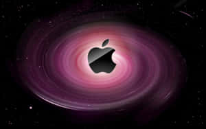 旋轉紫色星系中的 Apple 標誌與星星 — 筆電 壁紙