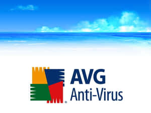 AVG Anti-Virus 標誌在藍色海洋和天空背景前。 — 網路安全 壁紙