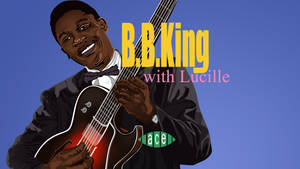 B.B. King 手持結他Lucille，帶有文字疊加 — 黑王 壁紙