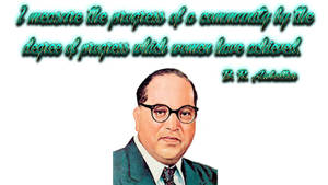 B.R. Ambedkar 的肖像，附有關於女性進步的引文。 — 卡通 克利須那 壁紙