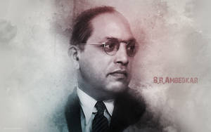 B R Ambedkar 身穿正式服裝、戴眼鏡，背景帶紋理的肖像。 — 抽菸 壁紙