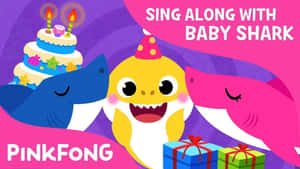 Baby Shark 和朋友們用蛋糕和禮物慶祝生日。 — 卡通 壁紙