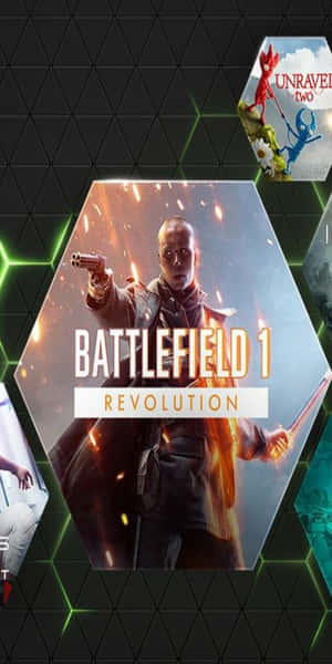 《Battlefield 1 Revolution》遊戲封面，士兵瞄準手槍，火花四濺。 — 18:9 壁紙