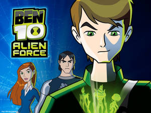 Ben 10 外星英雄角色以超級英雄姿勢站在星空背景前。 — 九個完美陌生人 GIF 壁紙