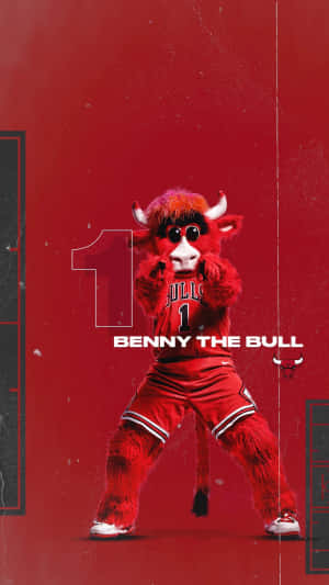 Benny the Bull 吉祥物身穿紅色芝加哥公牛隊制服自信地擺姿勢。 — Lexus 標誌 壁紙