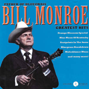 Bill Monroe 在藍色專輯封面上手持曼陀林，並顯示歌曲名稱。 — 音樂 壁紙