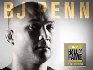 BJ Penn UFC名人堂現代翼肖像黑白金色文字 — 終極格鬥冠軍賽 壁紙