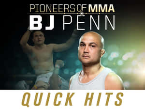 穿著灰色背心的BJ Penn，模糊的MMA戰鬥背景和粗體文字。 — 終極格鬥冠軍賽 壁紙
