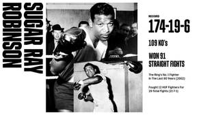 Sugar Ray Robinson 拳擊的黑白拼貼，附有統計資料。 — 運動 壁紙