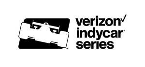 Verizon IndyCar Series 標誌，帶有黑白賽車圖形。 — 威訊 壁紙