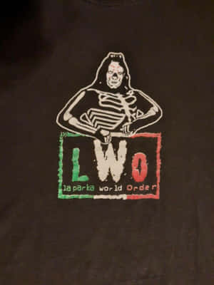 黑色T恤，白色骷髏手持「LWO la parka world Order」標牌。 — Kindle Paperwhite 壁紙