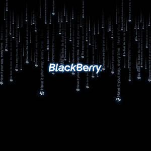 黑色背景上帶有發光文字的 BlackBerry 標誌 — 黑莓 壁紙