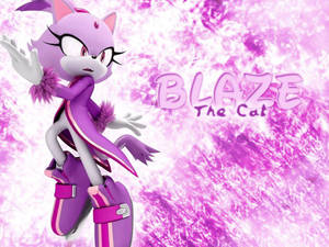 Blaze the Cat 穿著紫色服裝，在旋轉的粉紅色和白色背景前。 — 貓咪藝術 壁紙