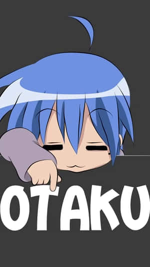 藍色頭髮的動漫角色閉著眼睛，將頭靠在表面上，上方有 otaku 文字。 — Xxxtentacion 動畫 GIF 壁紙