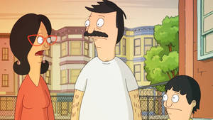 Bob Belcher 一家站在郊區街道上驚訝的表情 — 家庭 壁紙