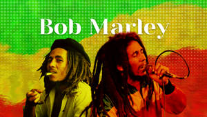 Bob Marley 對著麥克風唱歌，同時在色彩繽紛的背景前吸食大麻煙。 — 巴布·馬利語錄 壁紙