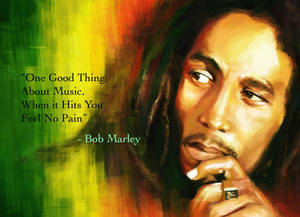 Bob Marley 肖像，附有音樂名言和鮮豔的 Rasta 色彩。 — 巴布·馬利語錄 壁紙