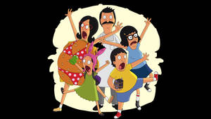 Bob's Burgers 家庭卡通角色興奮地擺姿勢，穿著食物主題的服裝。 — 卡通 壁紙