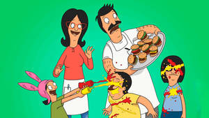 Bob's Burgers 一家在番茄醬和芥末中進行混亂的食物大戰。 — 卡通 壁紙