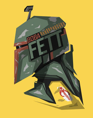 Boba Fett 頭盔插圖，黃色背景上帶有粗體文字。 — 星際大戰 iPad 壁紙
