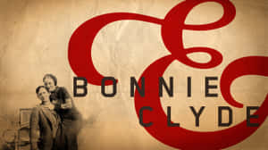 Bonnie和Clyde復古海報，帶有紅色&符號和懷舊色調照片。 — 史萊哲林 壁紙