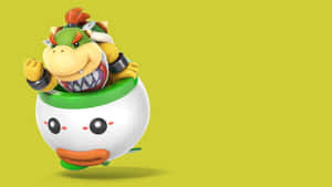 Bowser Jr. 在飛行的庫巴龜殼裡面，表情愉快。 — 超級瑪利歐 壁紙