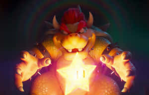 Bowser 用威脅的表情拿著一顆發光的星星。 — MacBook Pro 16 壁紙